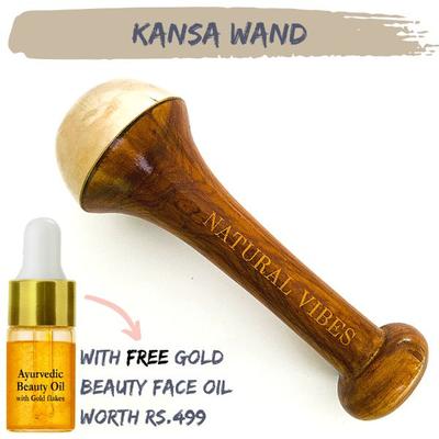 Natural Vibes Kansa Face Massage Wand + Free Gold Ayurvedic Beauty Oil - Perfumes (Edt/Edp)