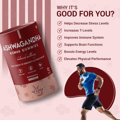 Nirvasa Ashwagandha KSM 66 Gummies (Pack of 6 x 60's) 1's - Sexual Care