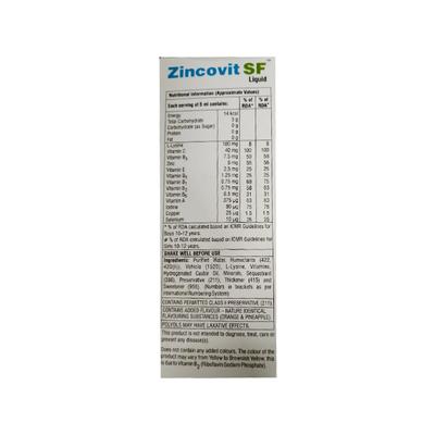 Zincovit SF Sugar Free Liquid 200ml - Supplements-Vam