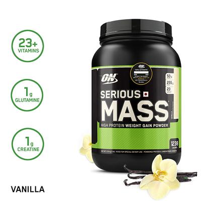 Optimum Nutrition (ON) Serious Mass Powder - Vanilla Flavour 3 lb - Workout Essentials