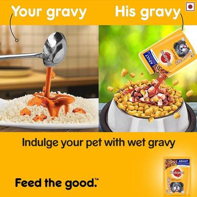 Pedigree Adult Grilled Liver Chunks Flavour in Gravy with Vegetables (Pack of 70gm x 15) 1050 gm - Petfood