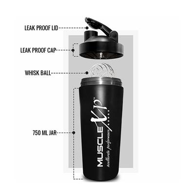 MuscleXP Classic XP Gym Shaker - Black 750 ml - Gym Accessories