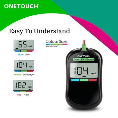 OneTouch Select Plus Simple Blood Glucose Monitoring System (Free 10 Test Strips + Lancing Device + 10 Lancets) - Blood Glucose Monitors/Strips