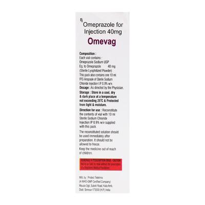 OMEVAG 40 Injection 1's - Ulcer/Reflux/Flatulence-Aaa