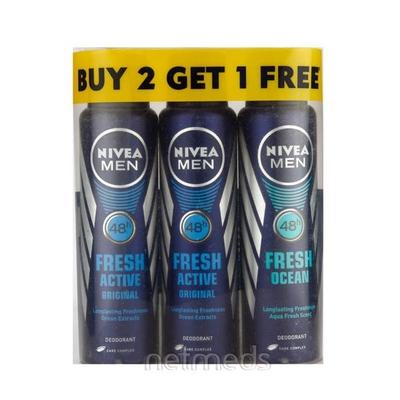 Nivea Men Fresh Active Original Deodorant (Pack of 2 x 150 ml) - Men Deodorants/Roll-Ons