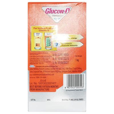 Glucon-D Instant Energy Powder - Tangy Orange (Refill) 1 kg - Energy Drinks