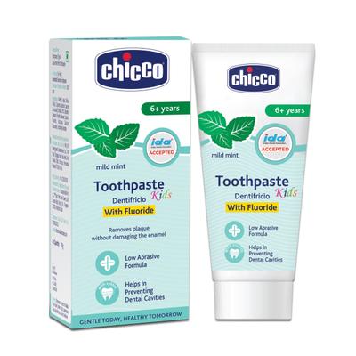 Chicco Toothpaste With Fluoride - Mild Mint (6+ Years) 70 gm - Baby Powder