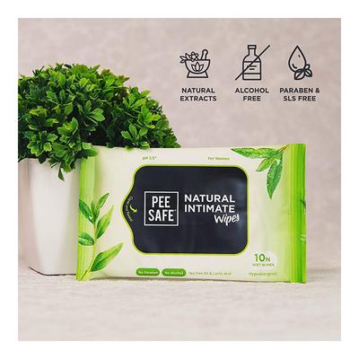 Pee Safe Natural Intimate Wipes 10's - Intimate Care