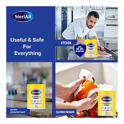 SteriAll Sanitizing Wipes (Pack of 2 x 50's) - Hand Sanitizer