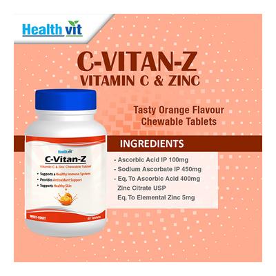 HealthVit C-Vitan-Z Vitamin C and Zinc Tablets 60's - Multi-Vitamins