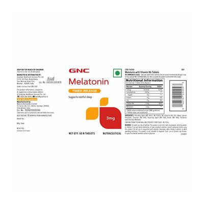 GNC Melatonin 3 mg Tr Tablets 60's - Mental Health