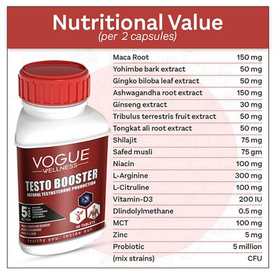 Vogue Wellness Testo Booster Tablet 60's - Sexual Healthcare