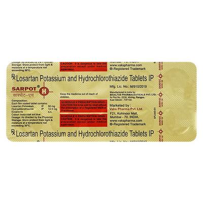 Sarpot H 50/12.5mg Tablet 10'S - Hypertension-Ang