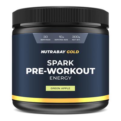 Nutrabay Gold Spark Pre-Workout Energy Powder - Green Apple Flavour 300 gm - Energy Drinks