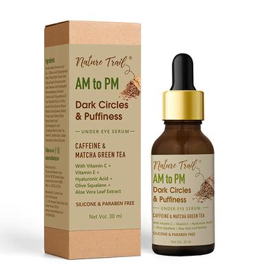 Nature Trail AM to PM Under Eye Serum with Caffeine, Matcha Green Tea, Vit C, Hyaluronic Acid 30 ml - Under Eye Creams & Serums