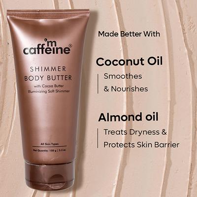 Mcaffeine Shimmer Body Butter with Cocoa Butter for Shimmery and Glowing Skin Limited Edition 150 gm - Body Butter
