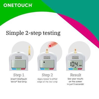 OneTouch Verio Flex Blood Glucose Monitoring System (Free 10 Test Strips + Lancing Device + 10 Lancets) - Blood Glucose Monitors/Strips