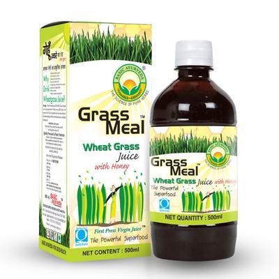Basic Ayurveda Grass Meal (Wheat Grass) Juice with Honey 500 ml - Ayurvedic Juices