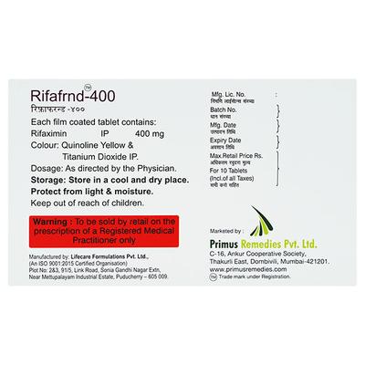 RIFAFRND 400 Tablet 10's - Bacterial Infections-OAB