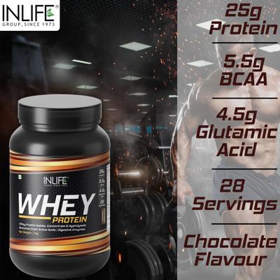 INLIFE Whey Protein Powder - Chocolate Flavour 1 kg - Whey Proteins