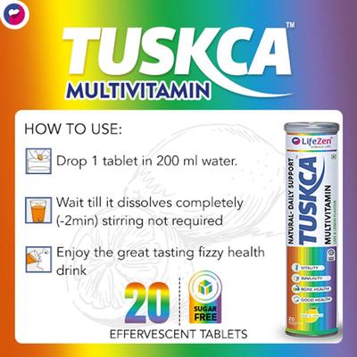 LifeZen Tuskca Multivitamin Effervescent Tablet - Lime & Lemon 20's - Multi-Vitamins