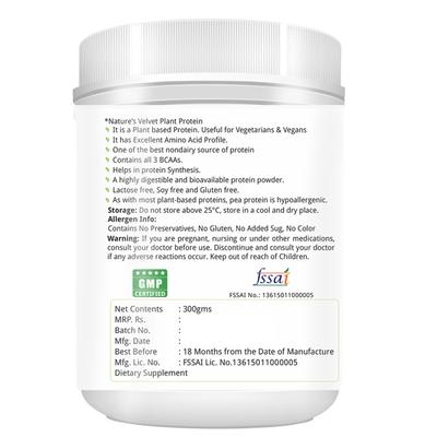 Natures Velvet Plant Protein Powder - Unflavoured 300 gm - Health Products