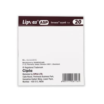 LIPVAS ASP 20 Capsule 10's - Blood Clot-Ant