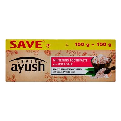 Lever Ayush Whitening Rock Salt Toothpaste (Pack of 2 x 150 gm) - Toothpaste