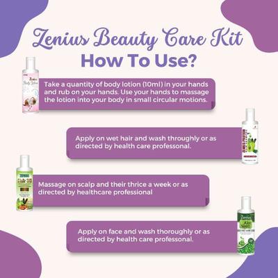 Zenius Protein Hair Shampoo 200 ml + Body Lotion for Extra Dry Skin 200 ml + Aloe Neem Face Wash 200 ml + Hair Oil 200 ml 1's - Personal Care (Ayush)