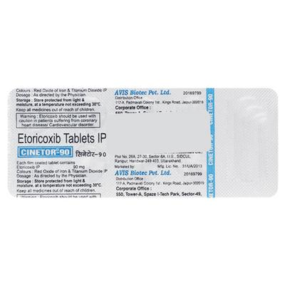 CINETOR 90mg Tablet 10's - Pain relief-Nsa