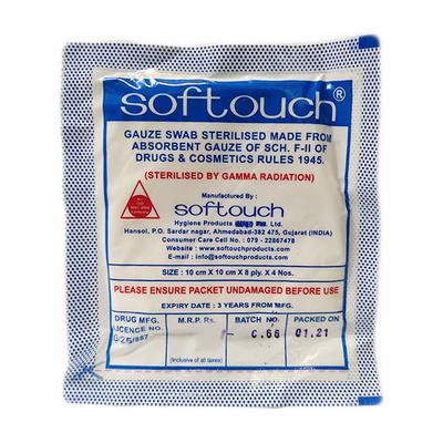 Softouch 8ply Gauze (10 cm x 10 cm) 4's - Bandages & Dressings
