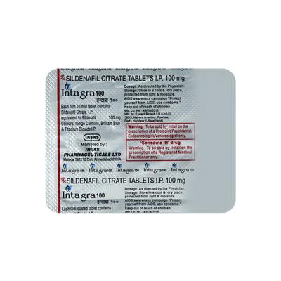 Intagra 100mg Tablet 4'S - Impotence/Erectile Dysfunction (Ed)