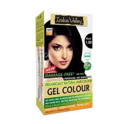 Indus Valley Organically Natural Gel Hair Colour Powder - Black 220 gm - Personal Care (Ayush)
