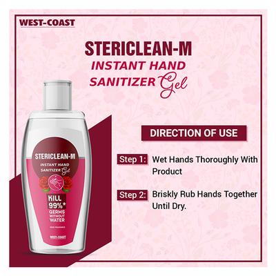 Stericlean-M Instant Hand Sanitizer Gel - Rose Flavour 100 ml - Hand Sanitizer