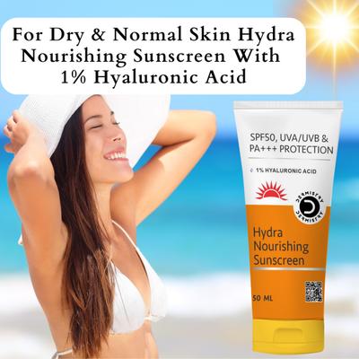 Dermistry 1% Hyaluronic Acid Hydra Nourishing Sunscreen SPF 50 UVA UVB PA+++ Protection 50 ml - Face Sunscreen