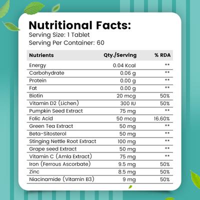 Nirvasa Hair Vitals DHT Blocker with Biotin Tablet 60's - Hair & Skin