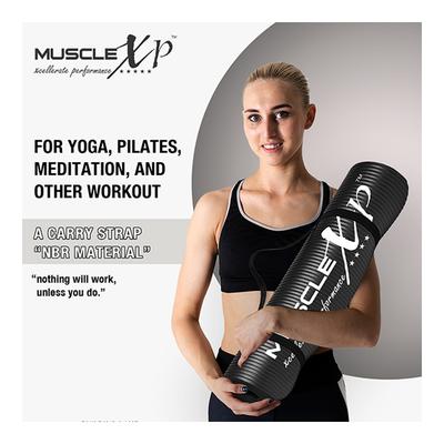 MuscleXP (13 mm) Thick NBR Material Yoga Mat - (Black) 1's - Workout Essentials
