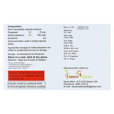 M COB 75 Capsule 10's - Neuropathic Pain-Dru