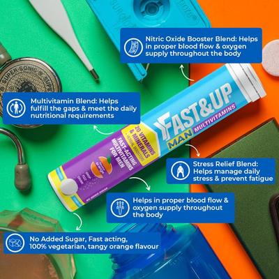 Fast&Up Man Multivitamin Effervescent Tablet - Orange Flavour 20's - Multi-Vitamins