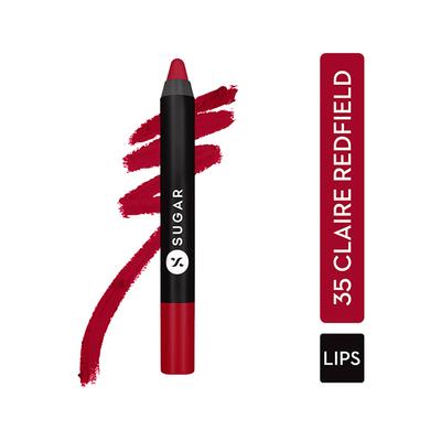 SUGAR Cosmetics Matte As Hell Crayon Lipstick - 35 Claire Redfield (Pure red) 2.8 gm - Lip Crayons