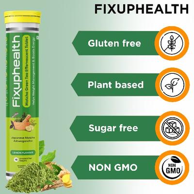 FixUpHealth Matcha Green Tea Effervescent Tablet - Lemon Flavour (Pack of 6 x 15s) 1's - Herbal/Green Teas