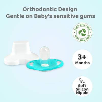 R for Rabbit Baby Apple Pacifier Ultra Light Soft Silicone Nipple for Kids of 3 Months- Blue 1's - Pacifiers & Teethers
