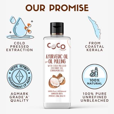 Coco Crush Ayurvedic Cold Pressed Oil Pulling Coconut Oil - Cinnamon 200 ml - Personal Care (Ayush)