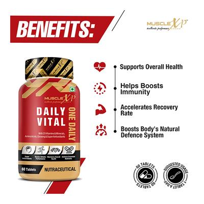MuscleXP Men Daily Vital Sports Tablet (Pack of 2 x 60's) - Multi-Vitamins