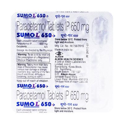 SUMO L 650MG TABLET 15'S (N) - Fever-Ana
