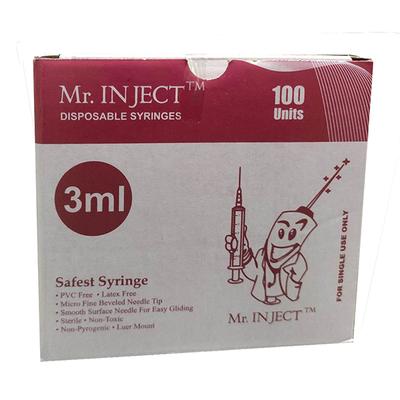 Mr. Inject Disposable Syringe 3 ml with Needle 23G 100's - Surgical Instruments