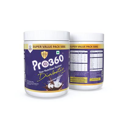 Pro360 Diabetic Nutritional Powder - Chocolate Flavour 500 gm - Diabetes (Fitness)