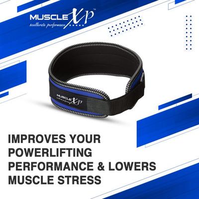 MuscleXP Weight Lifting Gym Belt - Blue (S) 1's - Workout Essentials