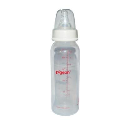 Pigeon Flexible PP Feeding Bottle with Round Base Nipple (M) - White 240 ml - Feeding & Nursing