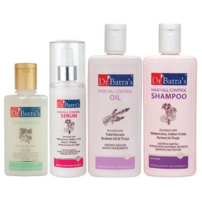 Dr Batra's Hair Fall Control Shampoo 200 ml + Hair Fall Control Serum 125 ml + Conditioner 100 ml + Hair Fall Control Oil 200 ml - Hair Treatment